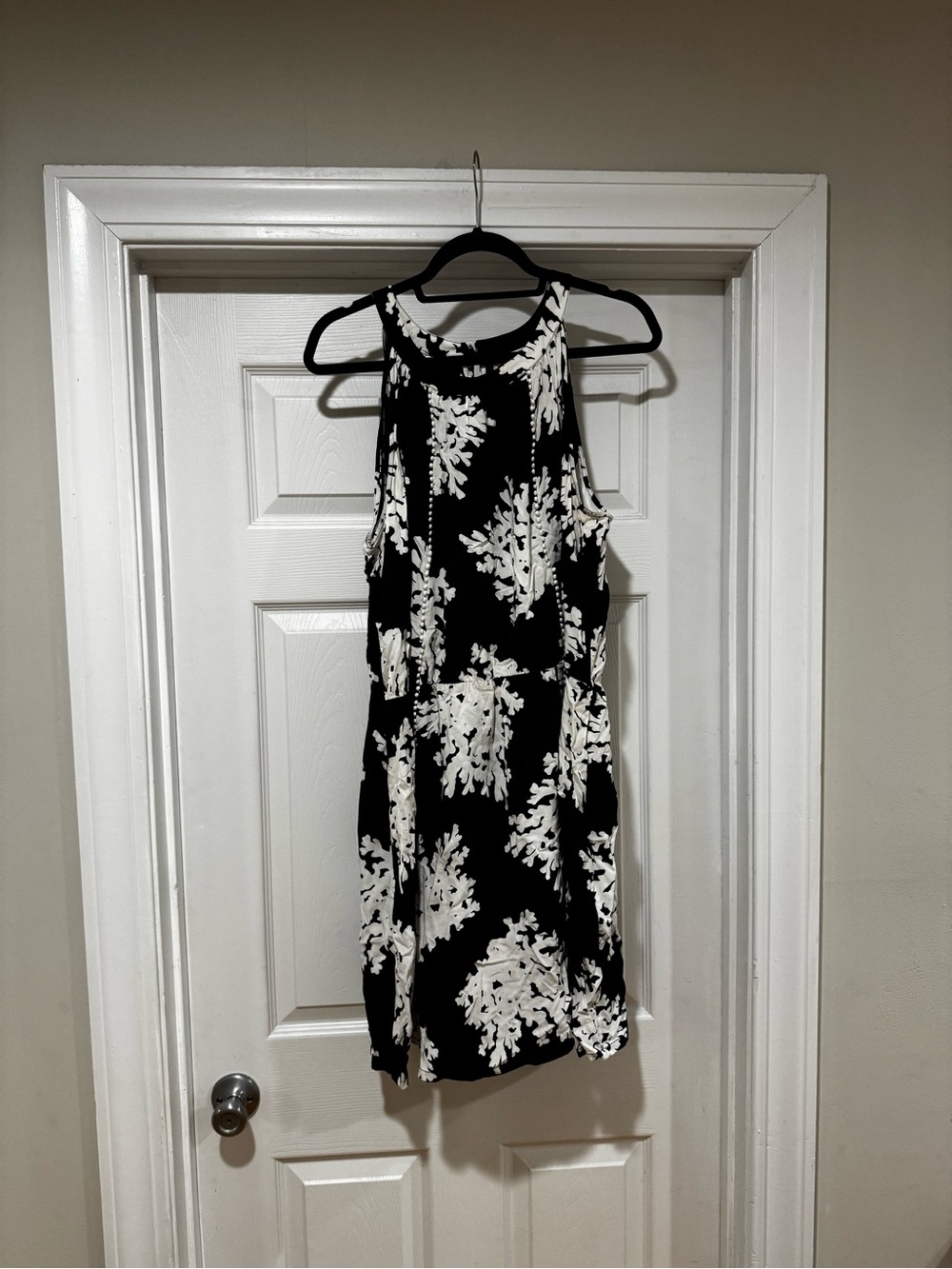 Crown & Ivy Navy and White coral print  Halter Mini Dress